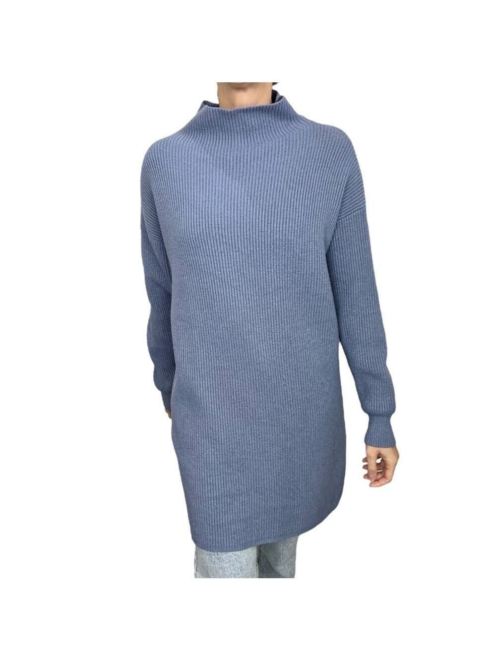Womance Quebec periwinkle blue mock neck minimalist knit sweater dress XL